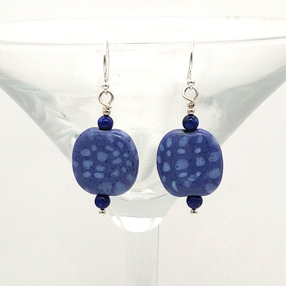 Blue Kazuri bead earrings