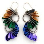 Scalemaille Wave Earrings -- Peacock Feathers