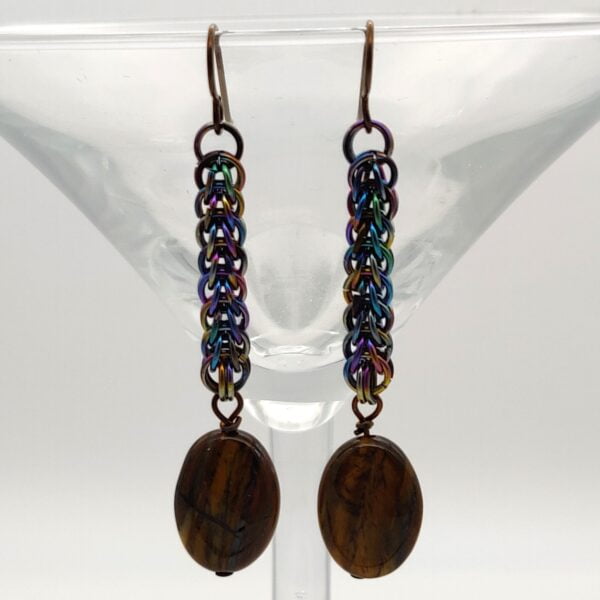 Tiger Eye & Chainmaille earrings
